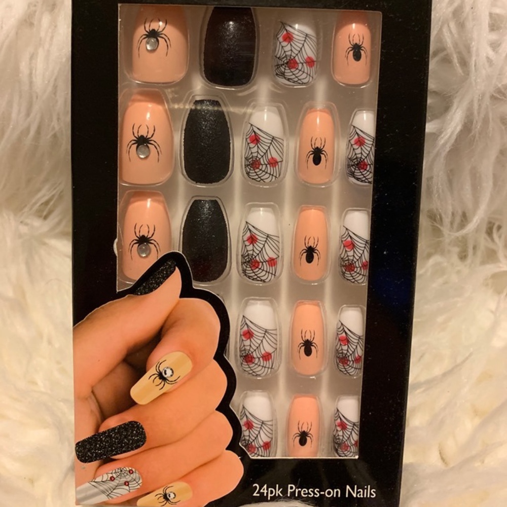 Halloween Spider Press On Nails w/ Jewels
